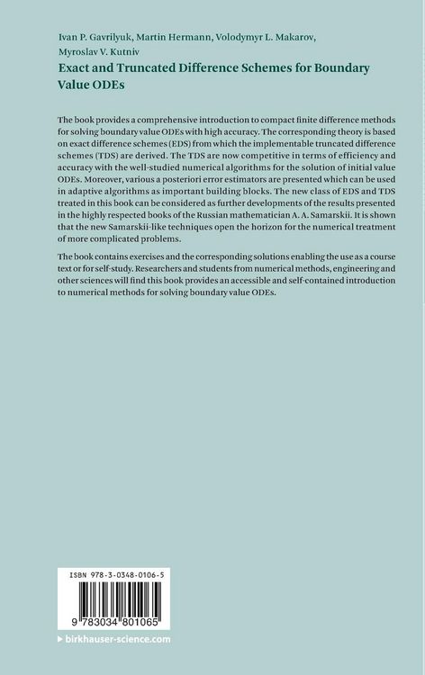 Produktbild: Exact and Truncated Difference Schemes for Boundary Value ODEs