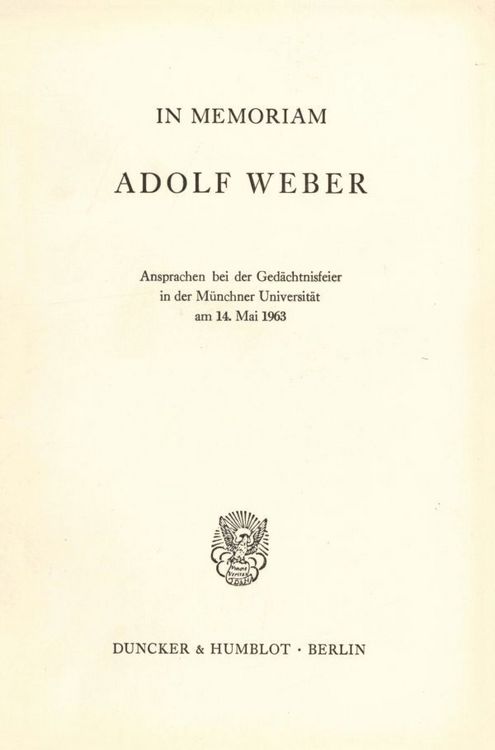 Produktbild: In memoriam Adolf Weber.
