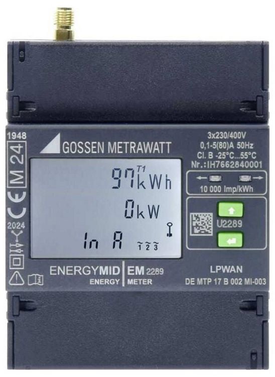 Produktbild: Gossen Metrawatt EM2289 U2289-V039 Drehstromz&auml;hler 80A MID-konform: Ja 1St.