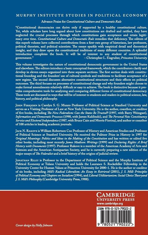 Produktbild: Constitutional Culture and Democratic Rule