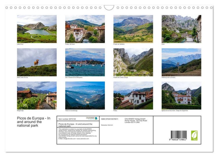 Produktbild: Picos de Europa - In and around the national park (Wall Calendar 2026 DIN A3 landscape), CALVENDO 12 Month Wall Calendar