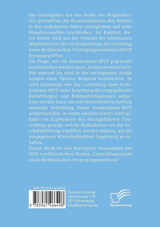 Produktbild: Controlling im medizinischen Versorgungszentrum am Beispiel eines Krankenhaus-MVZ
