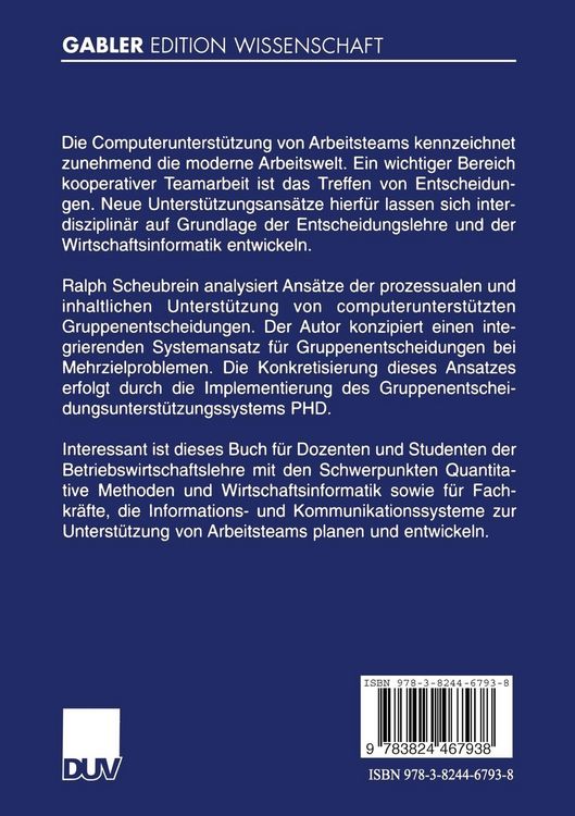 Produktbild: Computerunterst&uuml;tzte Gruppenentscheidungen