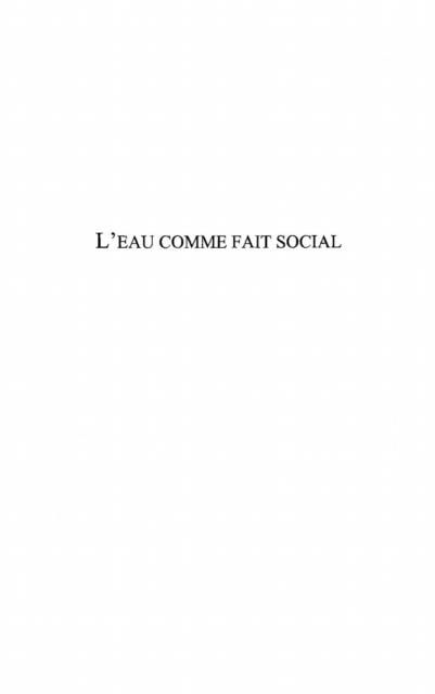 Produktbild: L'eau comme fait social