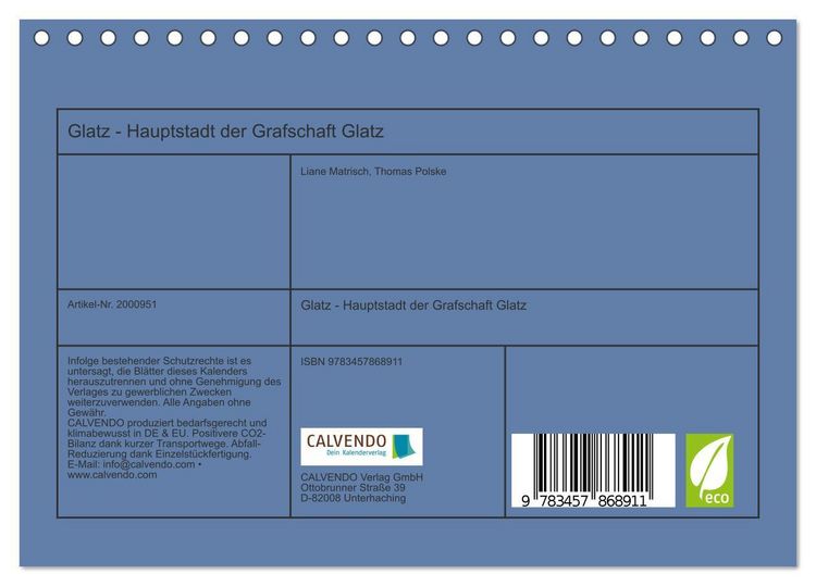 Produktbild: Glatz - Hauptstadt der Grafschaft Glatz (Tischkalender 2026 DIN A5 quer), CALVENDO Monatskalender