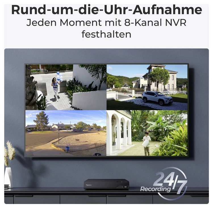 Produktbild: Reolink NVS8-8MD4 LAN IP-&Uuml;berwachungskamera-Set 8-Kanal mit 4 Kameras 3840 x 2160 Pixel