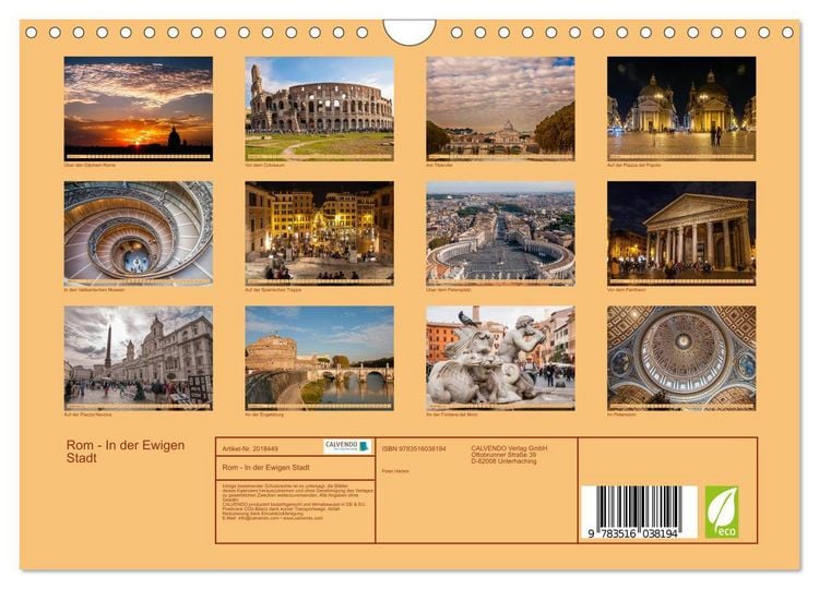 Produktbild: Rom - In der Ewigen Stadt (Wandkalender 2026 DIN A4 quer), CALVENDO Monatskalender