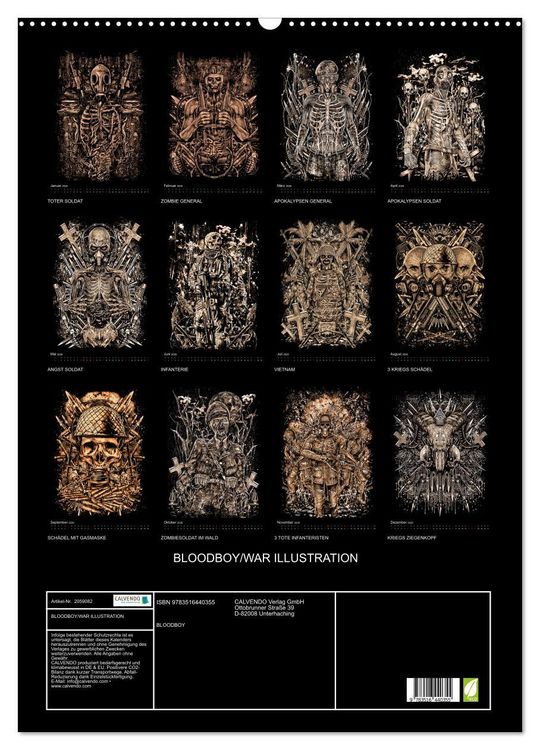 Produktbild: BLOODBOY/WAR ILLUSTRATION (Wandkalender 2026 DIN A2 hoch), CALVENDO Monatskalender