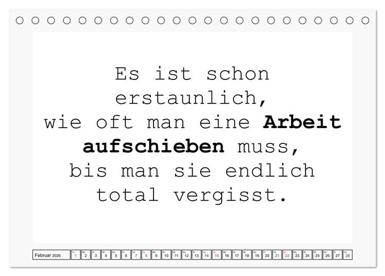 Produktbild: Typo-Kalender f&uuml;r das B&uuml;ro. Sarkasmus und fiese Spr&uuml;che (Tischkalender 2026 DIN A5 quer), CALVENDO Monatskalender