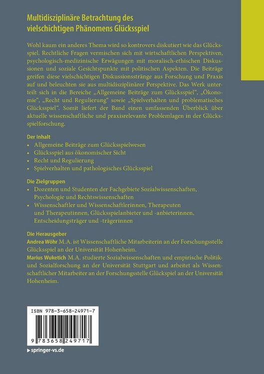 Produktbild: Multidisziplin&auml;re Betrachtung des vielschichtigen Ph&auml;nomens Gl&uuml;cksspiel