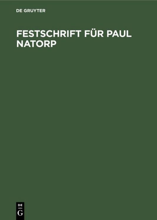 Produktbild: Festschrift f&uuml;r Paul Natorp
