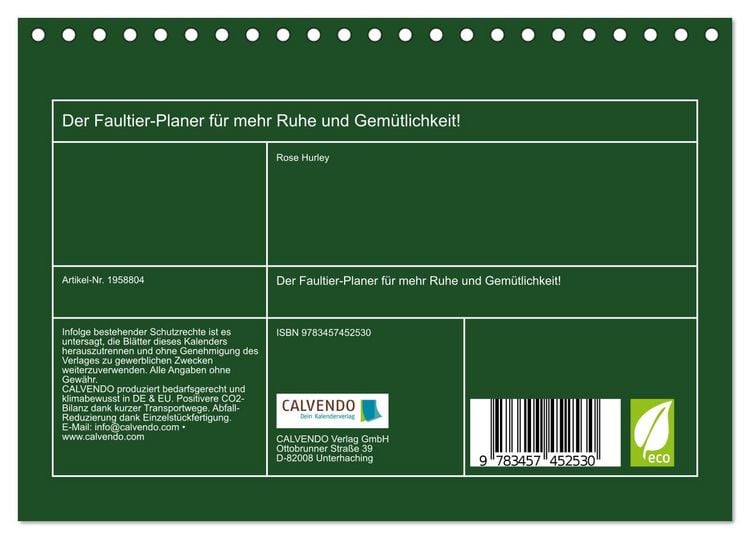 Produktbild: Der Faultier-Planer f&uuml;r mehr Ruhe und Gem&uuml;tlichkeit! (Tischkalender 2026 DIN A5 quer), CALVENDO Monatskalender