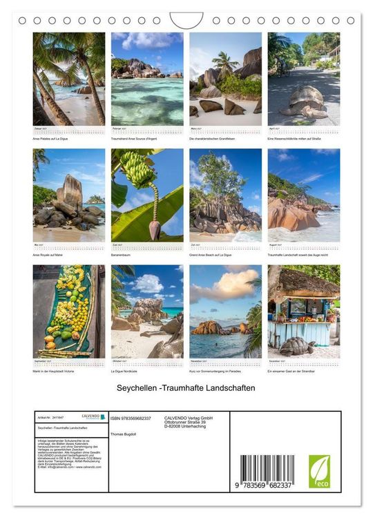 Produktbild: Seychellen -Traumhafte Landschaften (Wandkalender 2027 DIN A4 hoch), CALVENDO Monatskalender