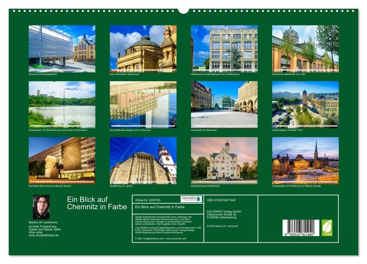 Produktbild: Ein Blick auf Chemnitz in Farbe (hochwertiger Premium Wandkalender 2027 DIN A2 quer), Kunstdruck in Hochglanz