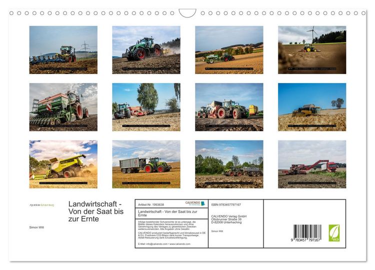 Produktbild: Landwirtschaft - Von der Saat bis zur Ernte (Wandkalender 2026 DIN A3 quer), CALVENDO Monatskalender
