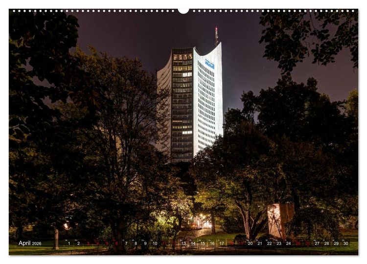 Produktbild: Nachts in Leipzig (hochwertiger Premium Wandkalender 2026 DIN A2 quer), Kunstdruck in Hochglanz