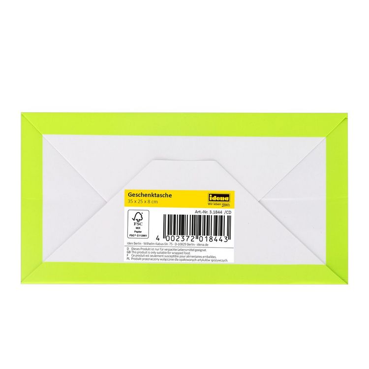 Produktbild: Idena Geschenktasche uni blau gelb rot gr&uuml;n 25x35x8cm 4fach sortiert 128g/m&sup2;