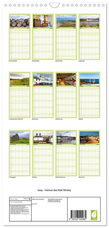 Produktbild: Familienplaner 2026 - Islay - Heimat des Malt Whisky mit 5 Spalten (Wandkalender, 21 x 45 cm) CALVENDO
