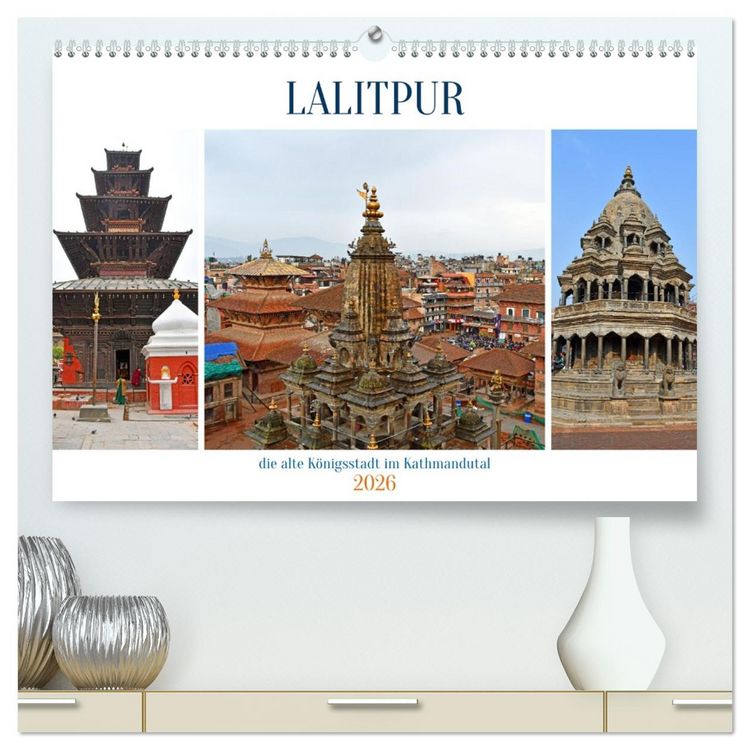 Produktbild: LALITPUR, die alte K&ouml;nigsstadt (hochwertiger Premium Wandkalender 2026 DIN A2 quer), Kunstdruck in Hochglanz