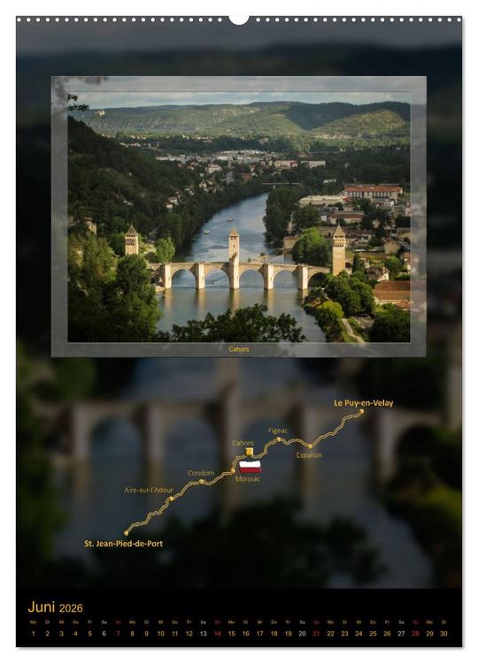 Produktbild: Jakobsweg Via Podiensis (Wandkalender 2026 DIN A2 hoch), CALVENDO Monatskalender