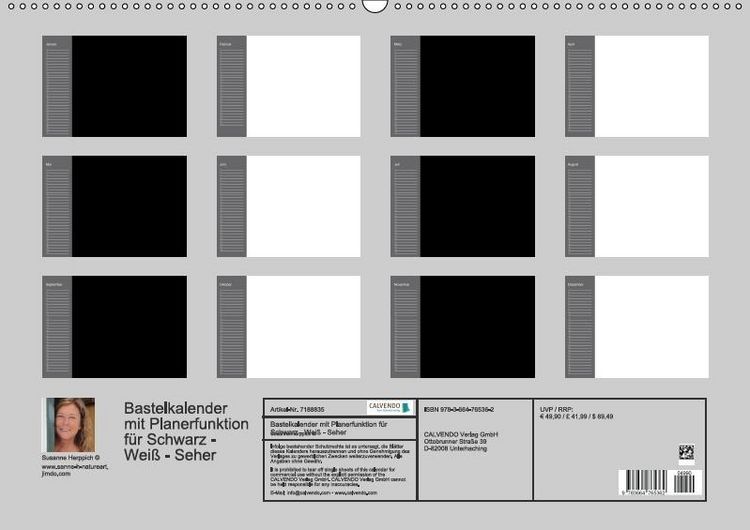 Produktbild: Bastelkalender mit Planerfunktion / F&uuml;r Schwarz - Wei&szlig; - Seher (Wandkalender immerw&auml;hrend DIN A2 quer)