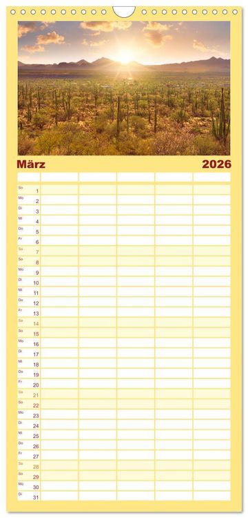 Produktbild: Familienplaner 2026 - USA Der wunderbare S&uuml;dwesten mit 5 Spalten (Wandkalender, 21 x 45 cm) CALVENDO
