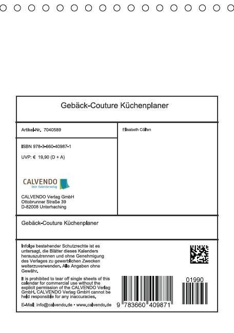 Produktbild: Geb&auml;ck-Couture K&uuml;chenplaner (Tischkalender immerw&auml;hrend DIN A5 hoch)
