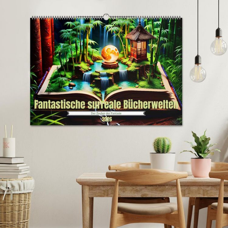 Produktbild: Fantastische surreale B&uuml;cherwelten (Wandkalender 2026 DIN A2 quer), CALVENDO Monatskalender