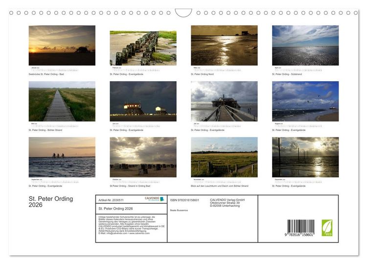 Produktbild: St. Peter Ording 2026 (Wandkalender 2026 DIN A3 quer), CALVENDO Monatskalender