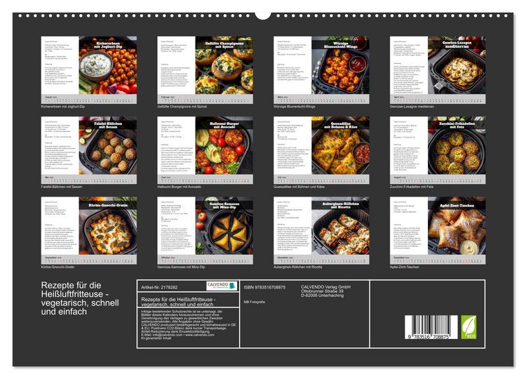 Produktbild: Rezepte f&uuml;r die Hei&szlig;luftfritteuse - vegetarisch, schnell und einfach (hochwertiger Premium Wandkalender 2026 DIN A2 quer), Kunstdruck in Hochglanz