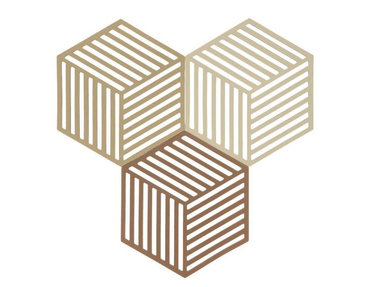 Produktbild: Untersetzer-Set Hexagon 3 Stck. Khaki/Warm sand/Almond
