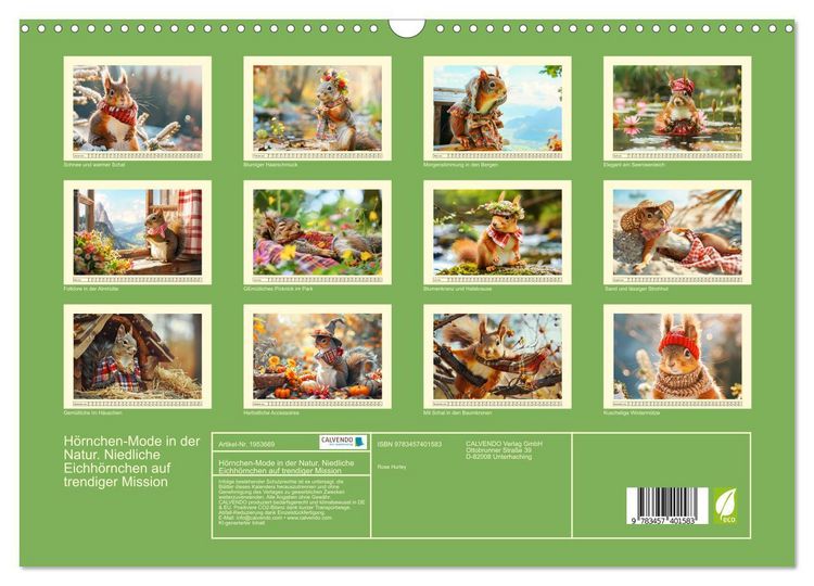 Produktbild: H&ouml;rnchen-Mode in der Natur. Niedliche Eichh&ouml;rnchen auf trendiger Mission (Wandkalender 2026 DIN A3 quer), CALVENDO Monatskalender