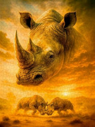 Produktbild: CALVENDO Puzzle Urgewalt Afrikas - Breitmaulnashorn im Portr&auml;t | 1000 Teile Lege-Gr&ouml;&szlig;e 64x48cm Foto-Puzzle f&uuml;r gl&uuml;ckliche Stunden
