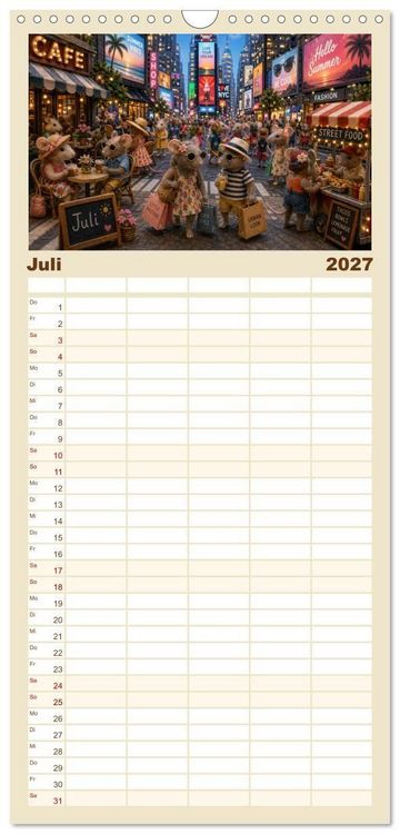 Produktbild: Familienplaner 2027 - Zauberhafte Welt der Rattlis mit 5 Spalten (Wandkalender, 21 x 45 cm) CALVENDO