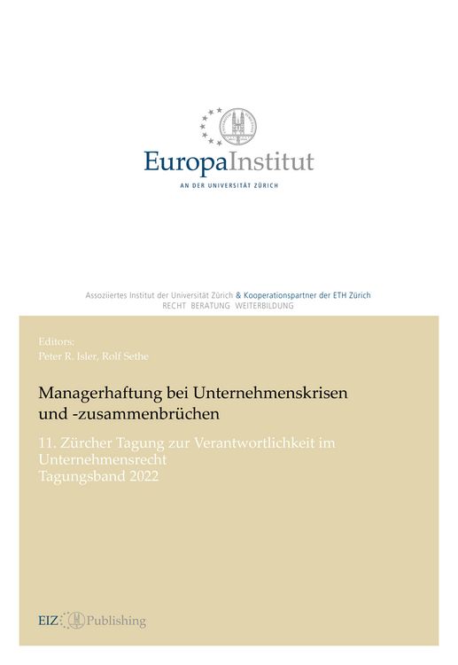Produktbild: Managerhaftung bei Unternehmenskrisen und -zusammenbr&uuml;chen
