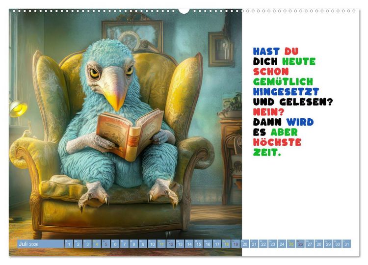 Produktbild: Vogelspr&uuml;che - Humor (hochwertiger Premium Wandkalender 2026 DIN A2 quer), Kunstdruck in Hochglanz