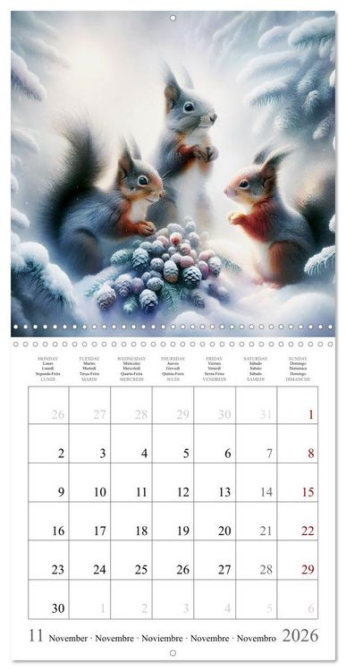 Produktbild: Magie de l'&eacute;cureuil (Calendrier mural carr&eacute; 2026 30x30 cm) Calendrier double avec une page pour vos prises de notes