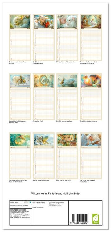 Produktbild: Familienplaner 2026 - Willkommen im Fantasieland - M&auml;rchenbilder mit 5 Spalten (Wandkalender, 21 x 45 cm) CALVENDO