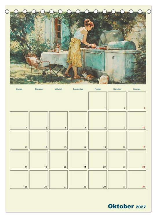 Produktbild: Frauen im Garten. Poesie im Aquarell-Stil (Tischkalender 2027 DIN A5 hoch), CALVENDO Monatskalender