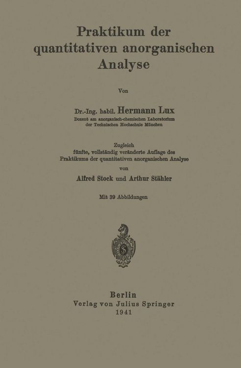 Produktbild: Praktikum der quantitativen anorganischen Analyse
