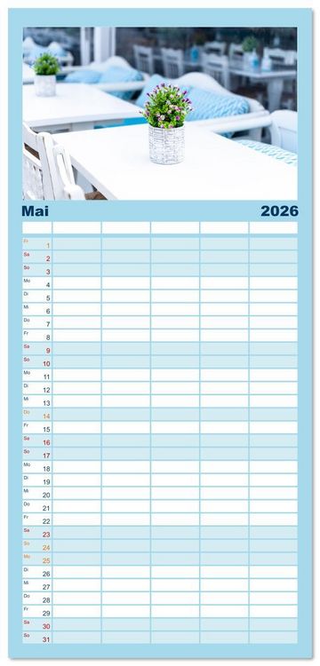 Produktbild: Familienplaner 2026 - Griechenland - Mykonos Kalender mit 5 Spalten (Wandkalender, 21 x 45 cm) CALVENDO