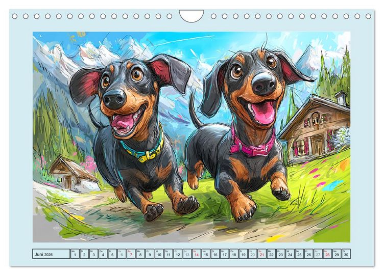 Produktbild: Dackel Fun. Zauberhafte Hunde Cartoons f&uuml;rs Herz (Wandkalender 2026 DIN A4 quer), CALVENDO Monatskalender