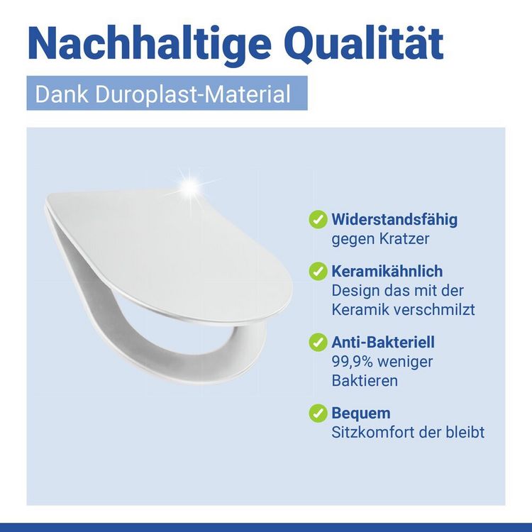 Produktbild: WC Sitz Mod. Galati Wei&szlig; matt, Toilettendeckel in D-Form mit Absenkautomatik
