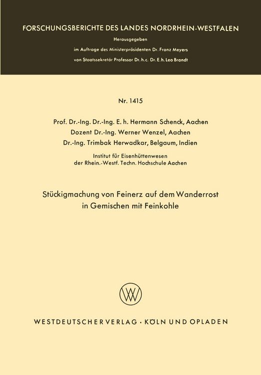 Produktbild: St&uuml;ckigmachung von Feinerz auf dem Wanderrost in Gemischen mit Feinkohle
