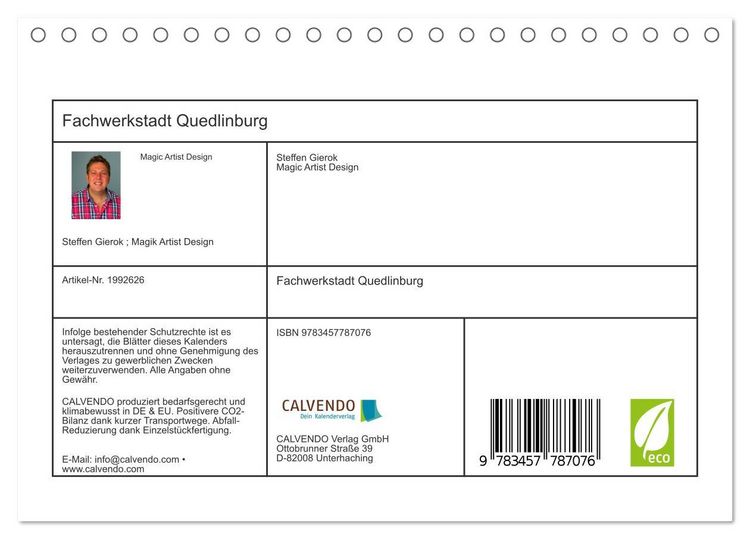 Produktbild: Fachwerkstadt Quedlinburg (Tischkalender 2026 DIN A5 quer), CALVENDO Monatskalender
