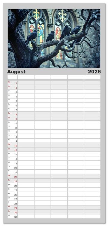 Produktbild: Familienplaner 2026 - Schattenkuss - Tiere in den Armen der Nacht mit 5 Spalten (Wandkalender, 21 x 45 cm) CALVENDO