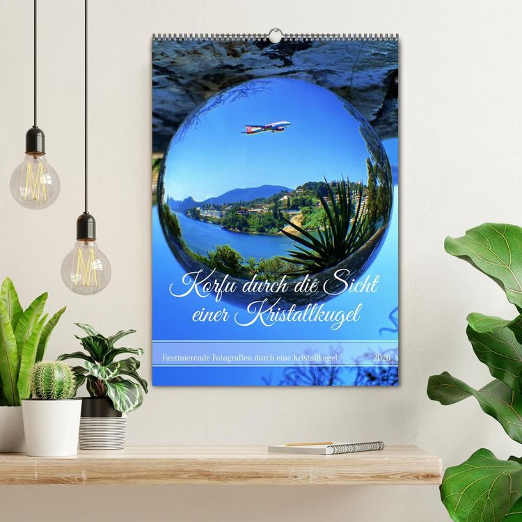 Produktbild: Korfu durch die Sicht einer Kristallkugel (Wandkalender 2026 DIN A2 hoch), CALVENDO Monatskalender