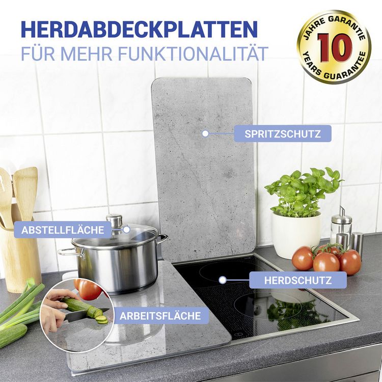 Produktbild: Herdabdeckplatte Universal Mod. Beton, 2er Set, f&uuml;r alle Herdarten geeignet