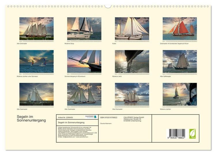 Produktbild: Segeln im Sonnenuntergang (hochwertiger Premium Wandkalender 2027 DIN A2 quer), Kunstdruck in Hochglanz