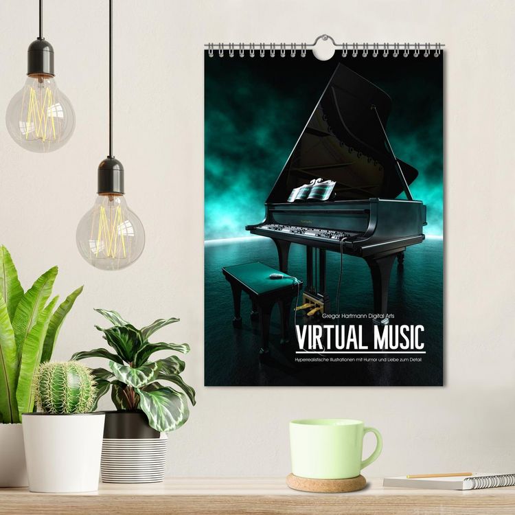 Produktbild: VIRTUAL MUSIC - Musikinstrumente in Hyperrealistischen Illustrationen (Wandkalender 2026 DIN A4 hoch), CALVENDO Monatskalender